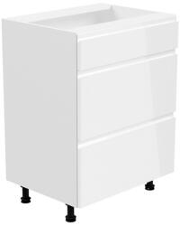 TEMPO KONDELA Alsószekrény, fehér/fehér extra magasfényű, AURORA D60S3 - smartbutor