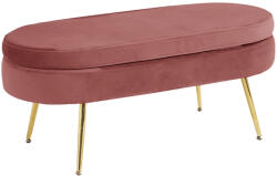 TEMPO KONDELA Luxus zsámoly/puff, rózsaszín Velvet szövet/króm arany, Art-deco, NOBLIN TABURET TYP 2