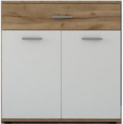 TEMPO KONDELA Komód, wotan tölgy/fehér, IRIA 2D1S E - smartbutor