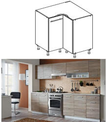 TEMPO KONDELA Konyhaszekrény, alsó, tölgyfa sonoma / fehér, CYRA ÚJ DN-90 - smartbutor