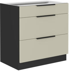 TEMPO KONDELA Alsó szekrény, cashmere/fekete, ARAKA 80 D 3S BB - smartbutor