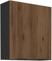 TEMPO KONDELA Felső szekrény, okapi dió/fekete, MENZO 80 G-90 2F - smartbutor