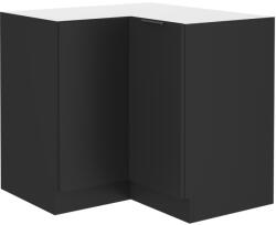 TEMPO KONDELA Alsó sarokszekrény, fekete, SIBER 90x90 DN 2F BB - smartbutor
