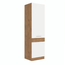 TEMPO KONDELA Magas szekrény, lancelot tölgy/ fehér extra magas fényű HG , VEGA 60 DK-210 2F - smartbutor