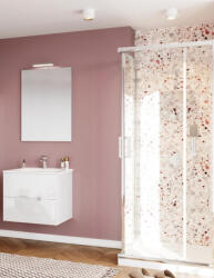 Savinidue Iris 60cm-es 2 fiókos fürdőszobaszekrény fényes fehér + mosdó