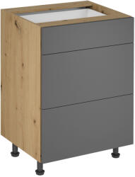 TEMPO KONDELA Alsó szekrény, artisan tölgy/szürke matt, LANGEN D60S3 - smartbutor
