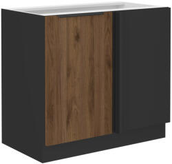 TEMPO KONDELA Alsó szekrény, okapi dió/fekete, MENZO 105 ND 1F BB - smartbutor