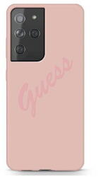 GUESS Husa Husa de protectie Guess Vintage din Silicon pentru Samsung Galaxy S21 Ultra, Roz (GUHCS21LLSVSPI) - vexio