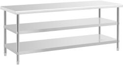 Royal Catering Rozsdamentes acél munkaasztal - ECO - 200 x 70 cm - 500 kg - közbenső polc - Royal Catering (RCAT-200/70-PS3SH)