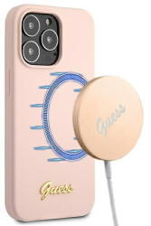 GUESS Husa Guess GUHMP13LLSLMGLP iPhone 13 Pro / 13 6.1" light pink/light pink hardcase Silicone Script Gold Logo Magsafe - vexio