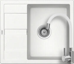 SCHOCK Schock Ronda D-100 konyhai mosogatótálca 580 x 500 mm Alpina és Schock Flora flexibilis csövű konyhai csaptelep, inox, fehér (SETRD100FWALPI)