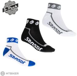 Sensor RACE LITE SMALL HANDS zokni, 3 pár, fekete/fehér/kék (3/5 (EU 35 - 38))