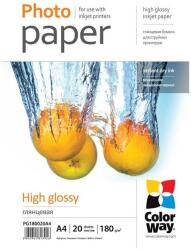 COLORWAY Fotópapír, magasfényű (high glossy), 180 g/m2, A4, 20 lap (PG180020A4) - majorsoft