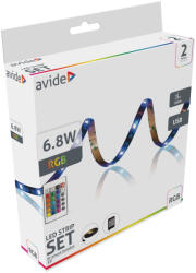 Avide LED Szalag Bliszter 5V SMD5050 30LED RGB IP65 2m + IR 24 táv (ALSBL5V24K-30RGB65)