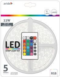 Avide LED Szalag Bliszter 12V 7.2W SMD5050 30LED RGB IP65 5m (ABLSBL12V5050-30RGB65) - alphadenthigienia