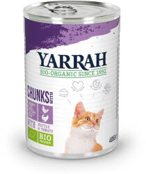Yarrah 6x405g Yarrah falatkák szószban Bio csirke, bio pulyka, bio csalán & bio paradicsom nedves macskatáp