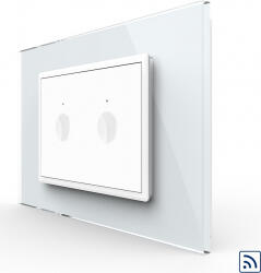 LIVOLO Intrerupator dublu Livolo wireless cu touch rama din sticla standard Italian Alb (vl-fc2r-3wp-11)
