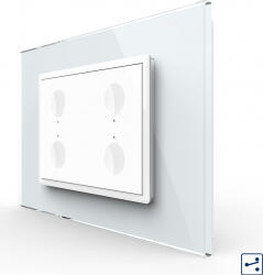 LIVOLO Intrerupator cvadruplu cap scara-cap cruce Livolo touch rama din sticla Alb (vl-fc4s-3wp-11)