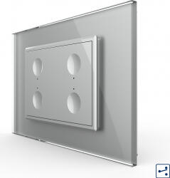 LIVOLO Intrerupator cvadruplu cap scara-cap cruce Livolo touch rama din sticla Gri (vl-fc4s-3ip-15)