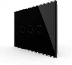 LIVOLO Intrerupator triplu cu touch Livolo din sticla standard italian Negru (VL-FC3-3G-12)