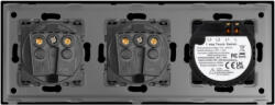 Luxion Intrerupator Simplu si 2 Prize cu Rama din Sticla LUXION Negru (LX-ST-101/2MP010-B)