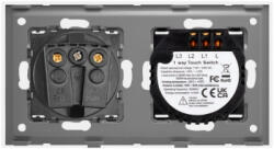 Luxion Intrerupator Dublu si Priza cu Rama din Sticla LUXION Auriu (LX-ST-201/MP010-G)
