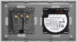 Luxion Intrerupator Simplu si Priza cu Rama din Sticla LUXION Gri (LX-ST-101/MP010-GY)