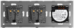 Luxion Intrerupator Dublu cu 2 Prize cu Rama din Sticla LUXION Auriu (LX-ST-201/2MP010-G)