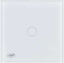 PNI Intrerupator cap scara si cap cruce simplu cu touch PNI CS101W 800W indicator LED sticla Alb (PNI-CS101W)