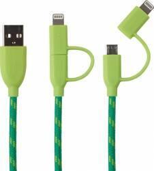 Boompods Cablu MicroUSB and Lightning MFI Boompods Duo 1m impletitura textila Green (dcgrn)