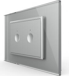 LIVOLO Intrerupator dublu Livolo touch rama din sticla standard Italian Argintiu (vl-fc2-3ip-15)