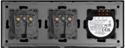Luxion Intrerupator Dublu cu 2 Prize cu Rama din Sticla LUXION Negru (LX-ST-201/2MP010-B)
