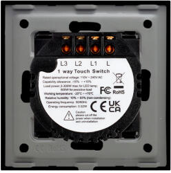 Luxion Intrerupator Triplu cu Touch din Sticla si Rama de Aluminiu LUXION 500W Negru (LX-ST-301A-B)