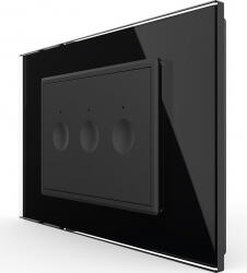 LIVOLO Intrerupator triplu Livolo touch rama din sticla standard Italian Negru (vl-fc3-3bp-12)