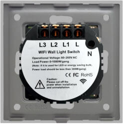 Luxion Intrerupator Triplu Wi-Fi cu RF433 cu Touch din Sticla LUXION Gri (LX-WT2-RA301G-GY)