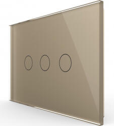 LIVOLO Intrerupator triplu Livolo cu touch din sticla standard italian Auriu (vl-fc3-3g-13)