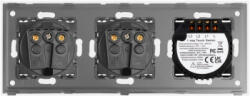 Luxion Intrerupator Triplu si 2 Prize cu Rama din Sticla LUXION Auriu (LX-ST-301/2MP010-G)