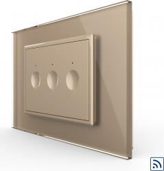 LIVOLO Intrerupator triplu Livolo wireless cu touch rama din sticla standard Italian Auriu (vl-fc3r-3ap-13)