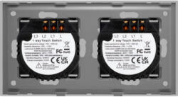 Luxion Intrerupator 2 x Dublu cu Touch din Sticla LUXION Gri (LX-ST-201/201-GY)