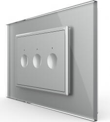 LIVOLO Intrerupator triplu Livolo touch rama din sticla standard Italian Argintiu (vl-fc3-3ip-15)