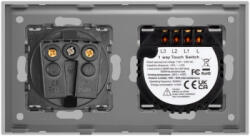 Luxion Intrerupator Triplu si Priza cu Rama din Sticla LUXION Gri (LX-ST-301/MP010-GY)