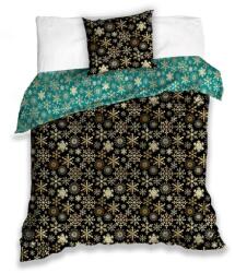 Carbotex Karácsonyi mintás Ágyneműhuzat Szett - Hópelyhek (fekete)