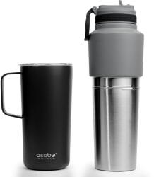 Asobu Twin Pack 900ml Kulacs Bögrével - Fekete