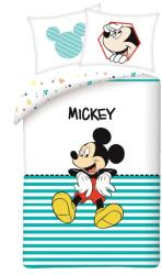 Halantex Mickey egér Ágyneműhuzat Szett 140x200 cm - zöld csíkos