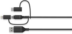 OtterBox 78-52685 USB-A Apa - USB-C / MicroUSB-B / Lightning Apa 2.0 Adat és Töltő Kábel - 1 m, Fekete