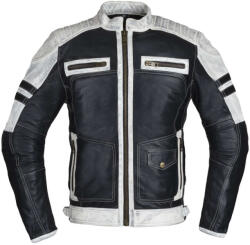 Motoros bőrkabát W-TEC Esbiker 6XL fekete bézs csíkokkal (22807-6XL)