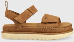 Ugg sandale din piele întoarsă Goldenstar femei, culoarea maro, cu platforma, 1136783 PPYX-OBD1UR_82X