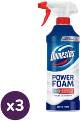 Domestos Power Foam Arctic Fresh WC és fürdőszoba tisztító hab (3x435 ml)