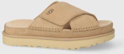 Ugg papuci din piele Goldenstar Cross Slide femei, culoarea bej, cu platforma, 1137910 PPYH-KLD0IG_12X (1137910.DRI)