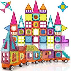 Procart Set magnetic, constructie tren, jucarie diy cu 71 piese, diverse forme geometrice, multicolor (506686)